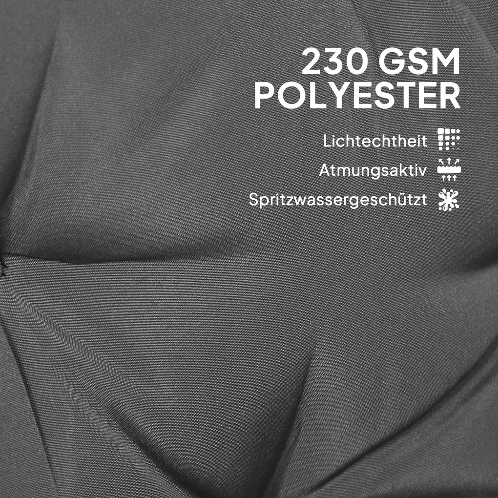 Outsunny Zestaw dwustronnych poduszek do ławki lub huśtawki, Poliester, Piana, 180 x 110 x 8 cm, Ciemnoszary