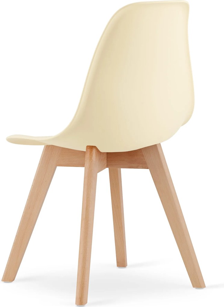 Kremowe krzesło KITO z bukowymi nogami