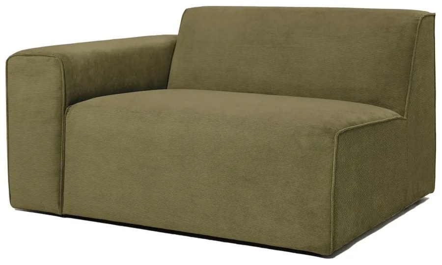 Zielony końcowy moduł sztruksowej sofy Scandic Sting, 124 cm, lewostronny