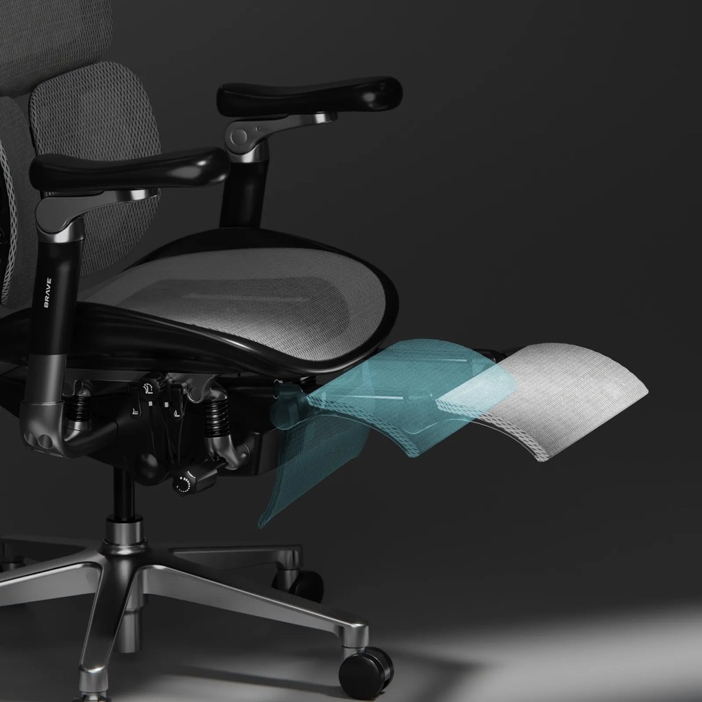 Ergonomiczny fotel z regulowanym podnóżkiem Brave V-Kinetic czarny