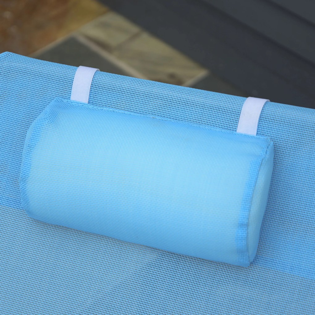 Outsunny Składany leżak ogrodowy z poduszką, 5-pozycyjne regulowane oparcie do 120 kg niebieski | Aosom PL