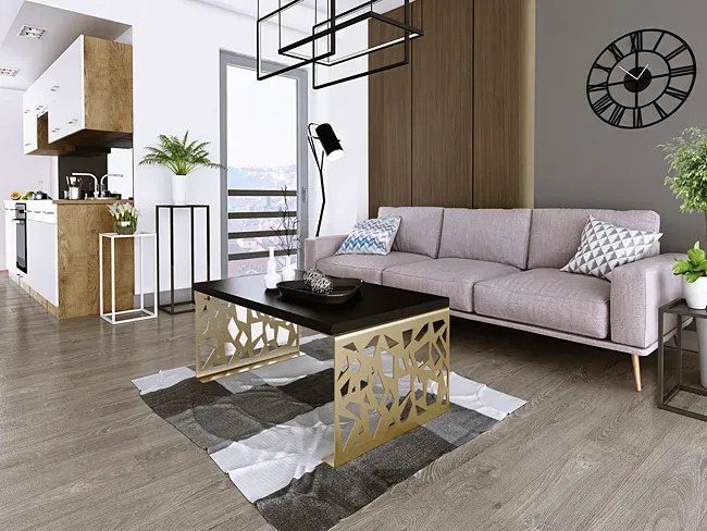 Stolik kawowy w stylu glamour złoty + czarny - Ofelio 5X
