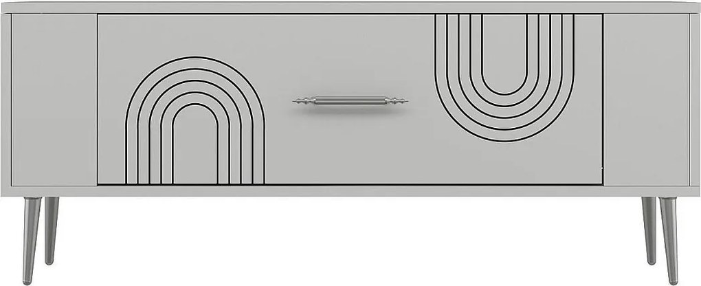 Stojak pod TV – 120 cm x 48,2 cm x 26,4 cm – Biały i srebrny – Melamina