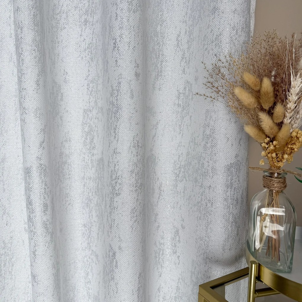 Zasłona na metry biała ze srebrnymi przetarciami elegancka - wys. 300 cm