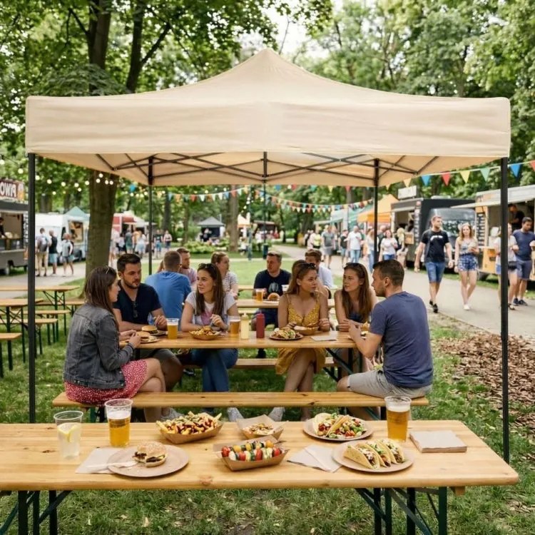 Pawilon ogrodowy, eventowy FG3, 3x3 m automatyczny - namiot z regulacją wysokości, beżowy