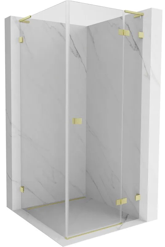 Mexen Lunar L kabina prysznicowa uchylna prawa 80 x 80 cm, transparent, złota szczotkowana - 834L-080-080-55-00-P
