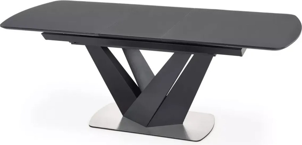 Stół Palermo 160-200x90 – rozkładany stół z ciemno-popielatym blatem wykonanym z MDF lakierowany, srebrna podstawa