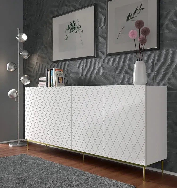 Komoda biały mat + czarna rama F3-G57