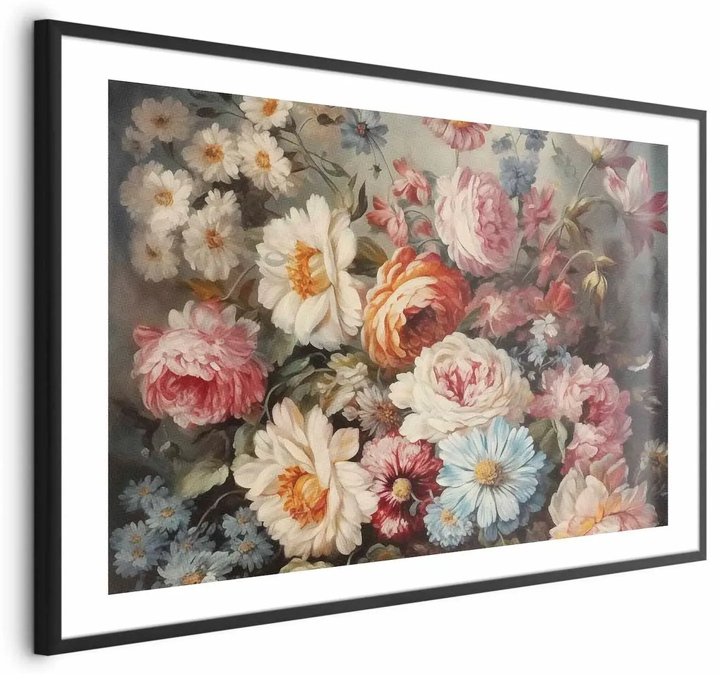 Plakat Zapach ogrodowych kwiatów 30x21 cm z ramą czarną z marginesem ARTGEIST B