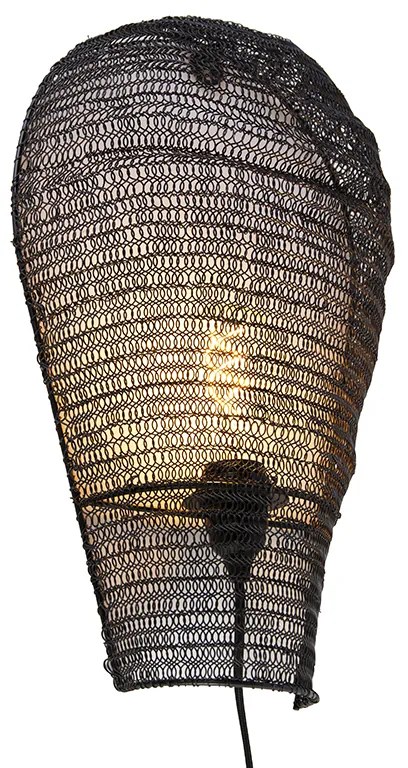 Orientalna lampa ścienna czarna 45 cm - NidumKolonialny Oswietlenie wewnetrzne