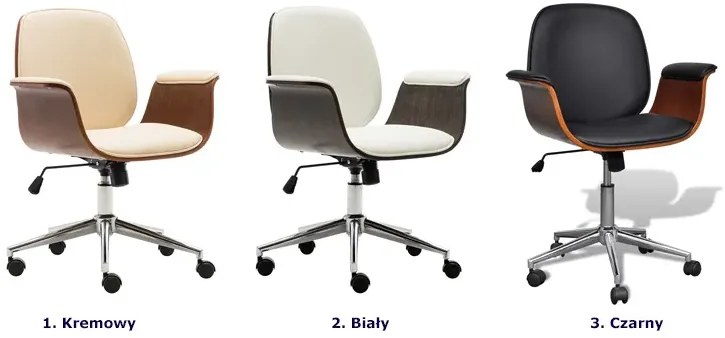 Kremowy fotel industrialny z ekoskóry na kółkach D3-B01