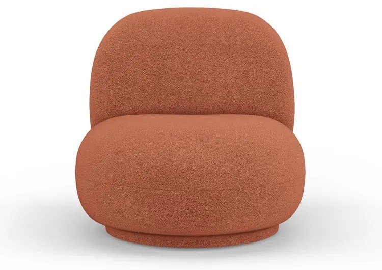 Ceglasty fotel z materiału bouclé Chuck – Micadoni Home