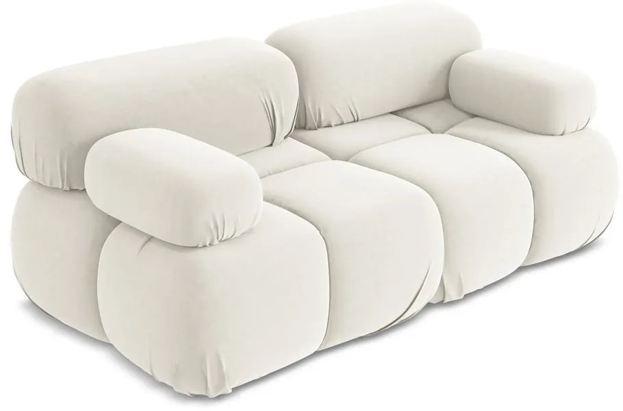 Biała aksamitna sofa modułowa 190 cm Lokua – Makamii