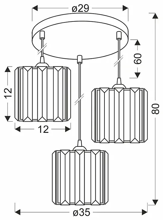 Nowoczesna potrójna lampa wisząca - 5X D194 A0-C29