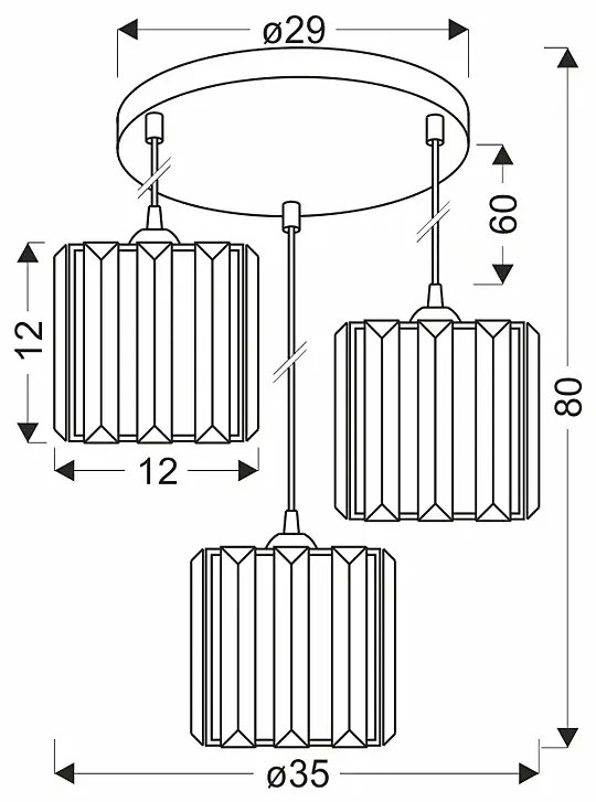 Nowoczesna potrójna lampa wisząca - D194-Resi
