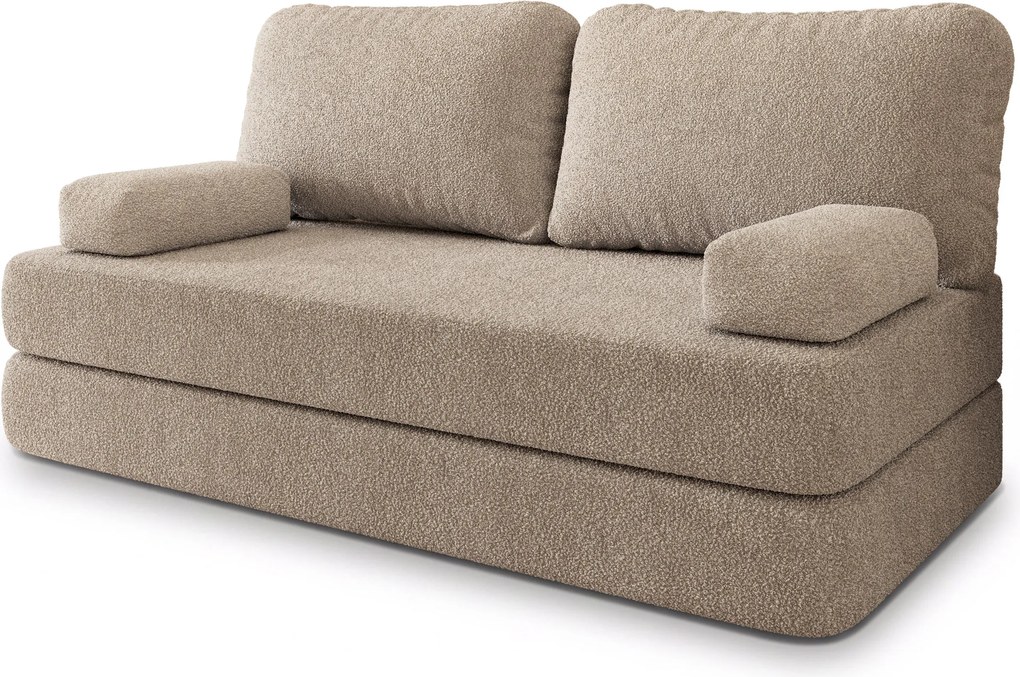 Masseno Sofa piankowa NIKSI z funkcją spania, Kanapa z pianki do salonu, Bezmontażowa, Tkanina bucle – Beżowy QUELLE 05