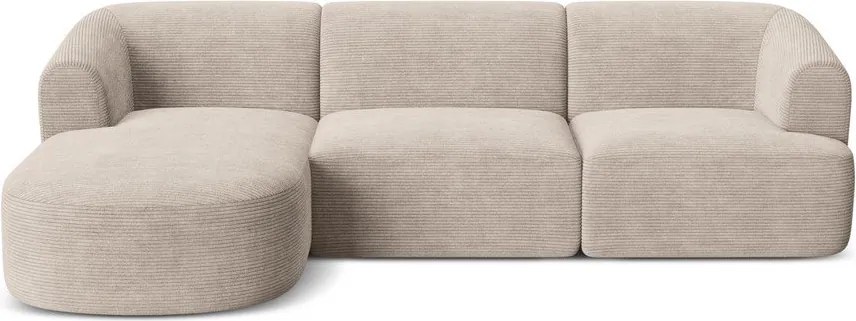 Jasnobrązowy sztruksowy narożnik (lewostronny/z szezlongiem) Campi – Cosmopolitan Design