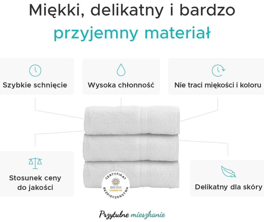 Ręcznik BIBAZ 50x100 cm, grafitowy, 100% bawełna