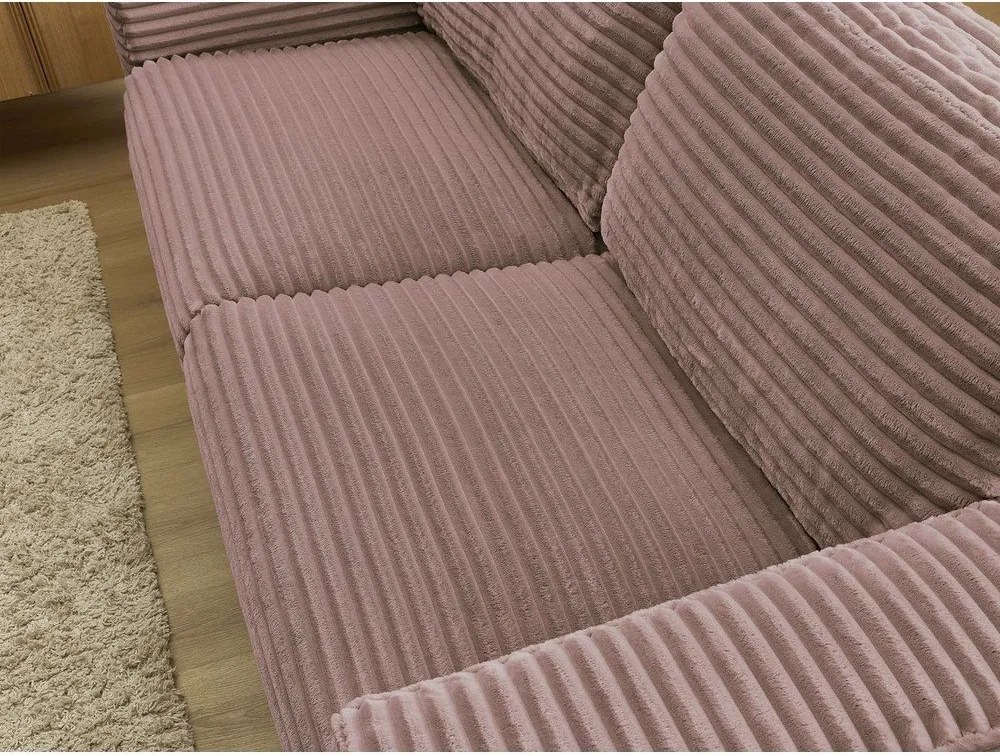 Różowa sztruksowa rozkładana sofa do spania 220 cm Hugo – Bobochic Paris