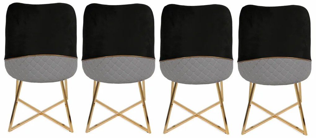 Zestaw krzeseł do jadalni Madrid Black and Gold, 4 szt., 4 szt.