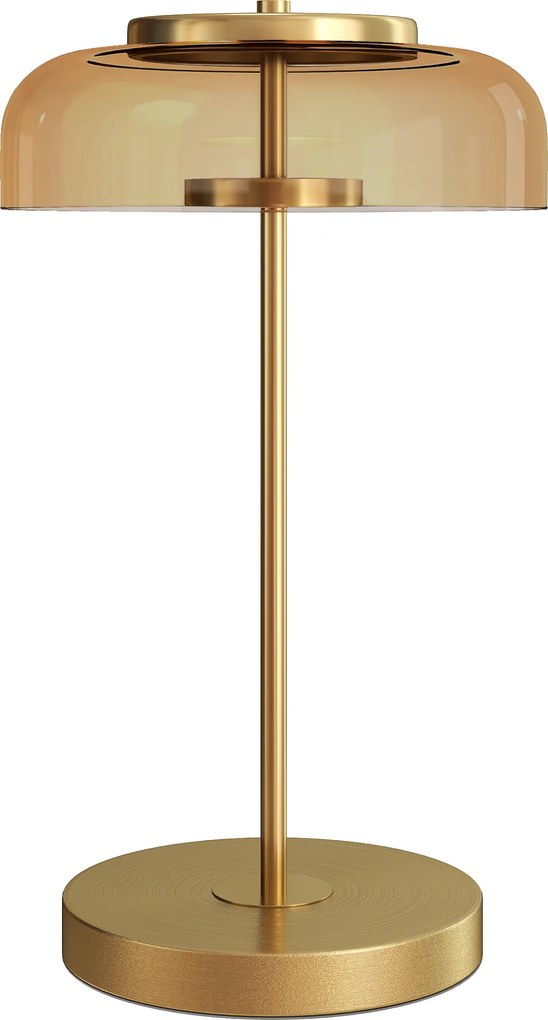 HOMCOM Lampka stołowa z ciepłym światłem LED, metalowa podstawa, bursztynowy szklany klosz, Ø23 x 40H cm, złota