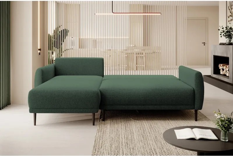 Narożnik BONO z funkcją spania Drewniane nóżki Eleganckie podłokietniki Głębokie siedzisko Lewa strona Barrel 37