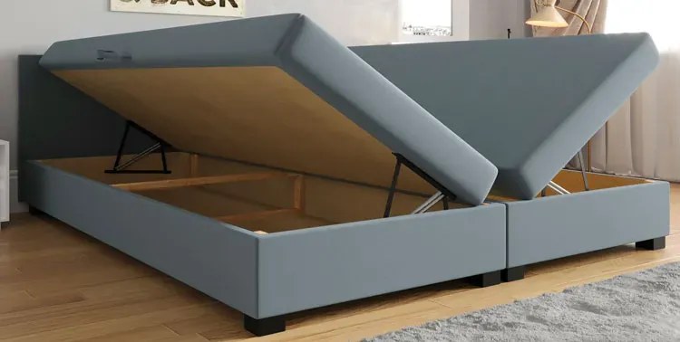 Łóżko dwuosobowe tapicerowane jasny szary + ecru D1-T89