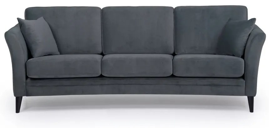 Ciemnoszara aksamitna sofa Scandic Eden, 237 cm
