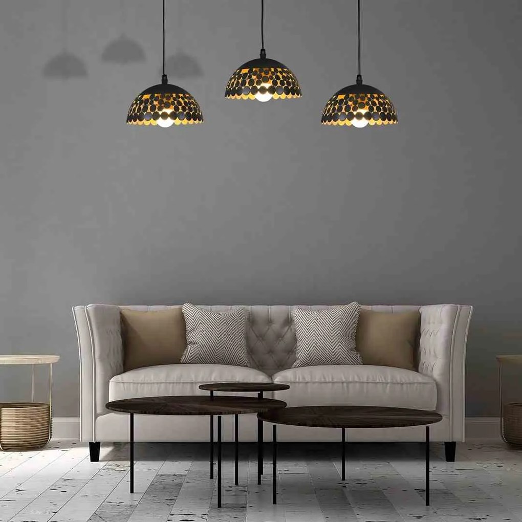 Lampa wisząca LISA BLACK 3xE27, potrójna, czarna
