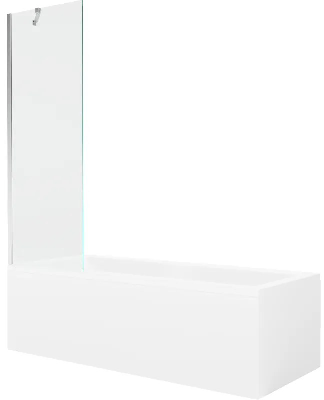 Mexen Cubik wanna prostokątna 170 x 70 cm z obudową i parawanem 1-skrzydłowym 60 cm, transparent, chrom - 550317070X9506000001
