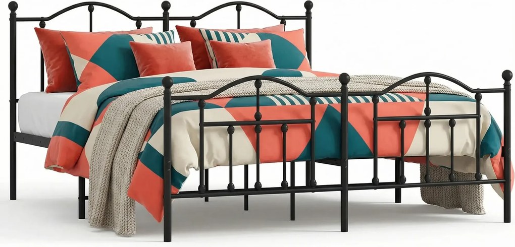 Czarne metalowe łóżko loftowe 140x200cm C7-K68