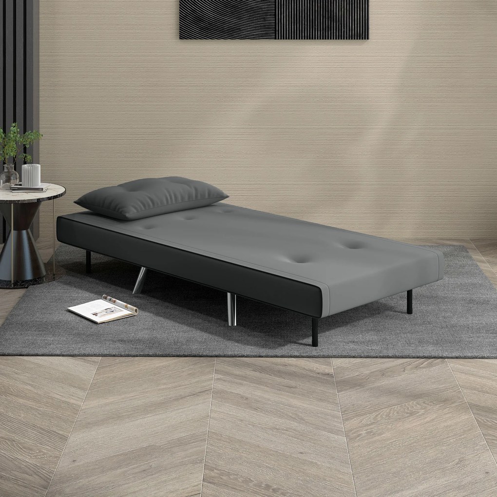 HOMCOM Fotel z funkcją spania, Składany fotel sypialny, Pikowanie, Wygląd lnu, 77 cm x 88 cm x 83 cm, Ciemnoszary