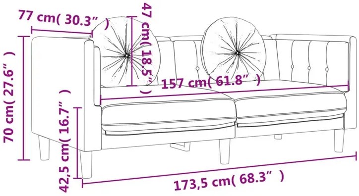 Kremowa stylowa sofa 2-osobowa z poduszkami - FINO 4X