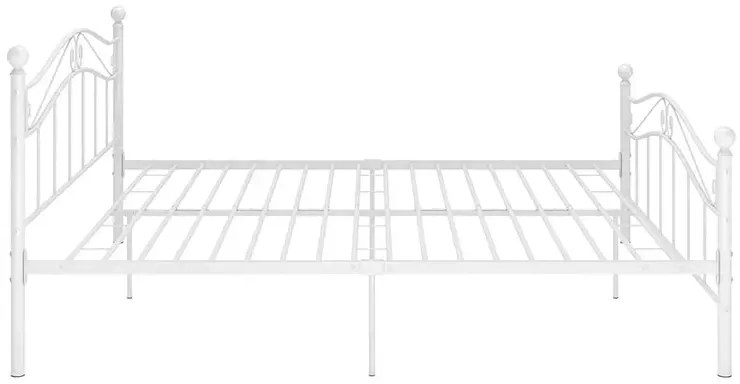 Białe Metalowe Łózko Małżeńskie 200X200 Cm F4-T02