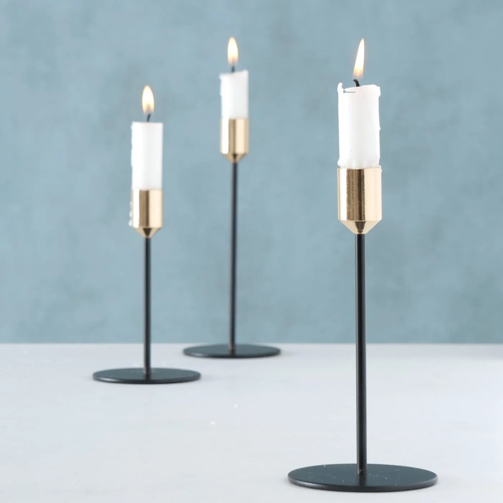 Świeczniki metalowe MARKO na jedną świecę, 3 sztuki
