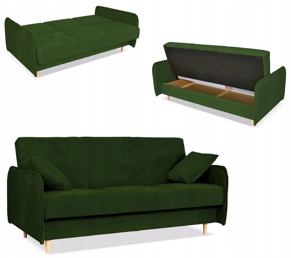 Kanapa sofa Alvo rozkładana wersalka funkcja spania pojemnik Family zielona