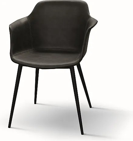 Zestaw 4 krzeseł ze sztucznej skóry w kolorze antracytowym - CANNES