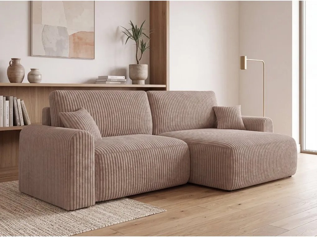 Rozkładany narożnik dwustronny do L NORDEN TILIA 250x140 cm, jasnobrązowy
