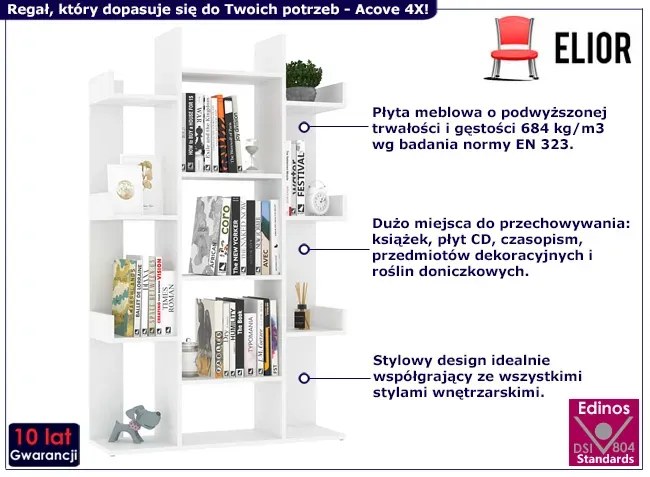 Biały nowoczesny regał na książki - Forner 4X