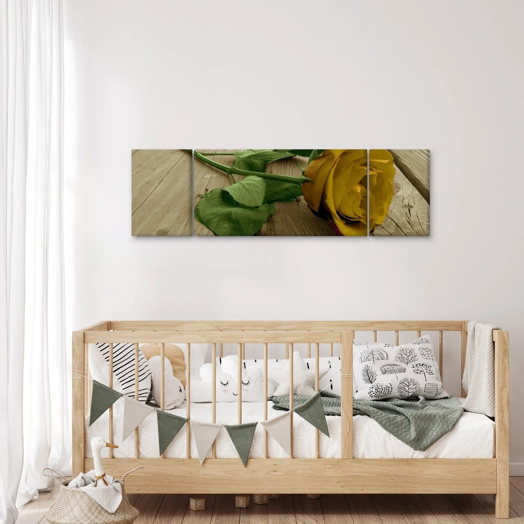 Obraz - Żółte róże w stylu vintage (170x50 cm)
