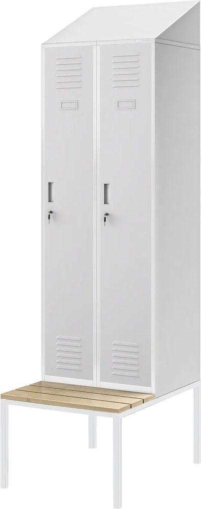 Szatnia z ławeczką i daszkiem Kacper II PRO 60x85x229,5 cm, szary