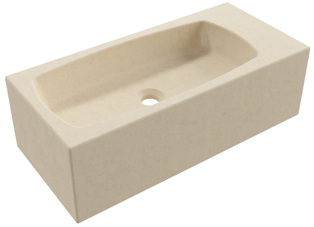 Massi Zestaw umywalka betonowa prostokątna bez otworu na baterię 65 x 30 cm z półką ZALM i konsola
