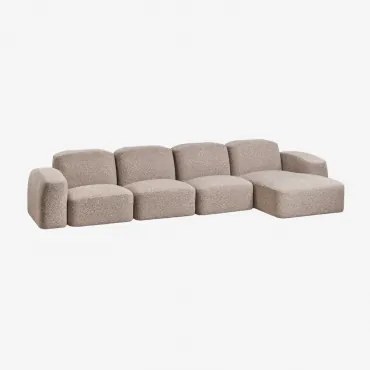 Bastian 4-częściowa Sofa Modułowa Z Leżanką Prawostronną Bukla Brąz Mokka - Sklum