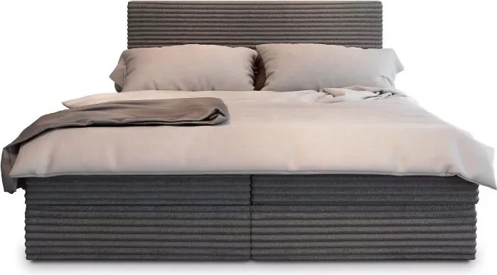 PROMOCJA Łóżko tapicerowane boxspring ISPIRA 140x200 cm szare II jakość Materac: Materac sprężynowy Bonell