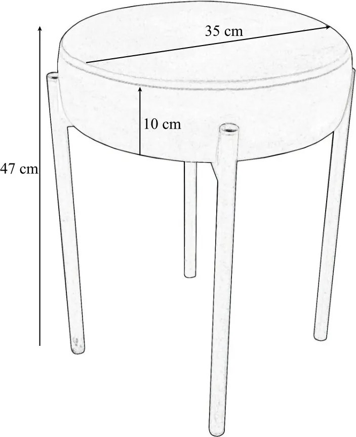 Taboret DIOR stelaż metalowy tkanina Welur : Kolor Stelaża - Biały, Kolor tkaniny - VELVET - MG15, Typ tkaniny - Velvet
