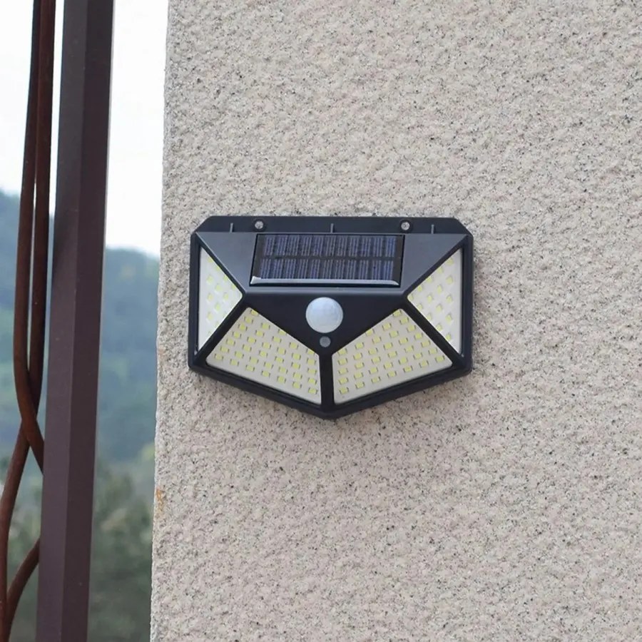 Lampa solarna z czujnikiem ruchu i zmierzchu - 100 led zewnętrzna ścienna