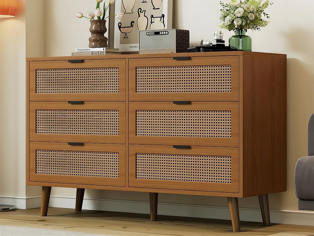 Bufet niski - z 6 szufladami - Naturalny ciemny