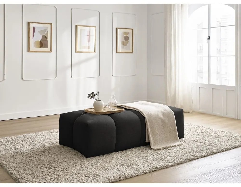 Czarny podnóżek z materiału bouclé Everest – Bobochic Paris
