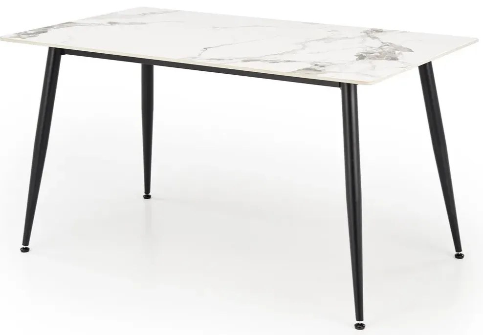 Stół EMILIO 140x80 biały marmur/czarny HALMAR