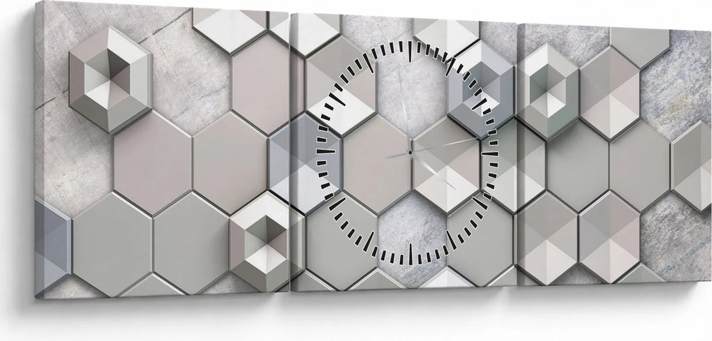 Obraz abstrakcji 3D (z zegarem) (90x30 cm)